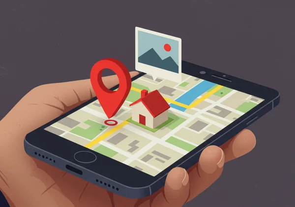 Map showing a geotagged photo revealing a home address