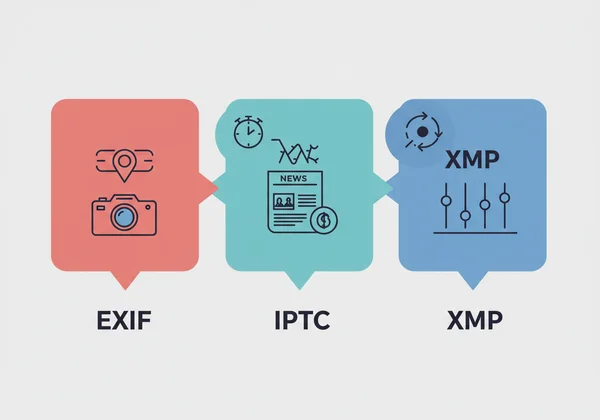Visualizing EXIF, IPTC, and XMP metadata types.