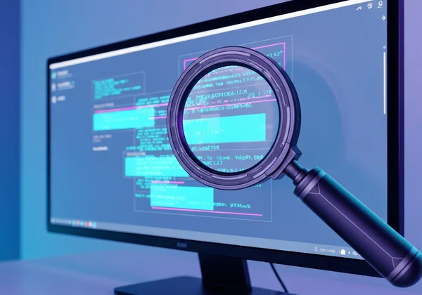 Magnifying glass revealing hidden EXIF data on a photo.