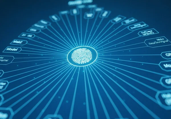 Key EXIF tags displayed as data points for investigation.