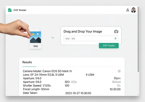 Screenshot of an online EXIF reader tool interface