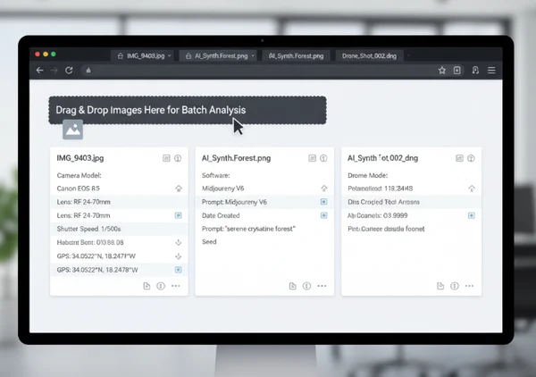 Browser tabs for parallel EXIF data analysis
